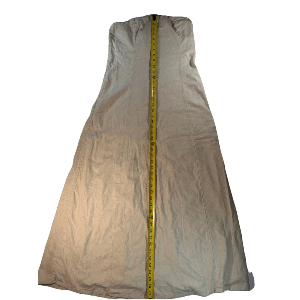 Abercrombie Fitch Linen Blend Strapless Maxi Dress Beige Size M